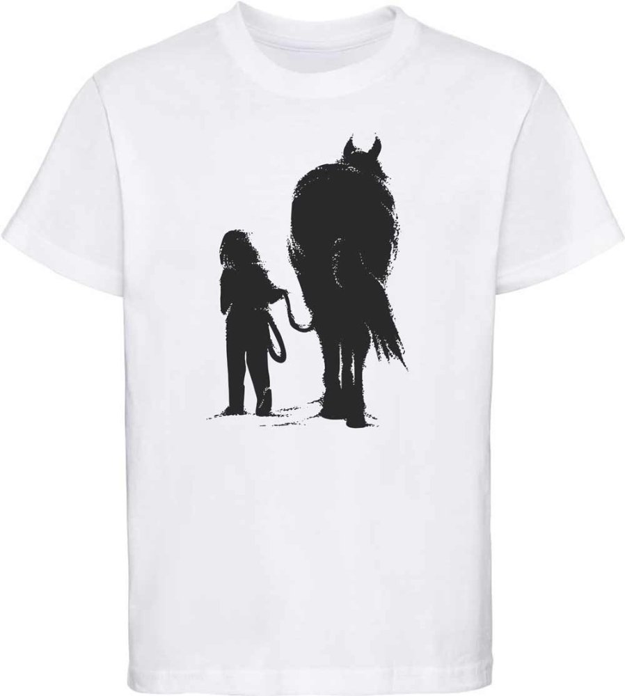 Kinder T-Shirt Mädchen & Pferd beim Spaziergang